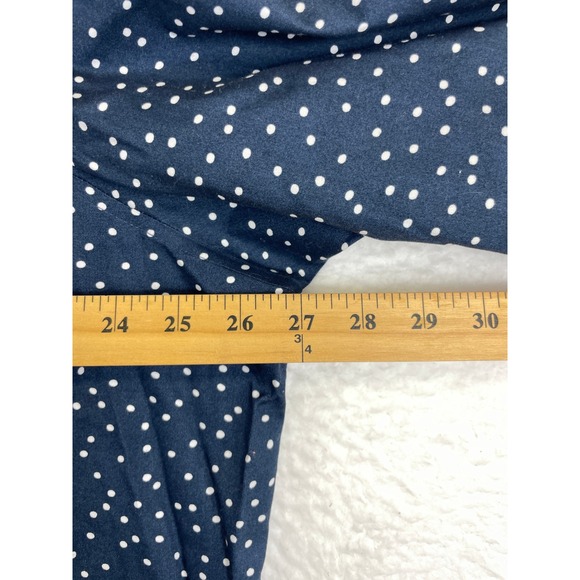 L.L. Bean Women's 3X Wrinkle Free Shirt Navy Blue Polka Dot Button Front 3/4 - Picture 6 of 10